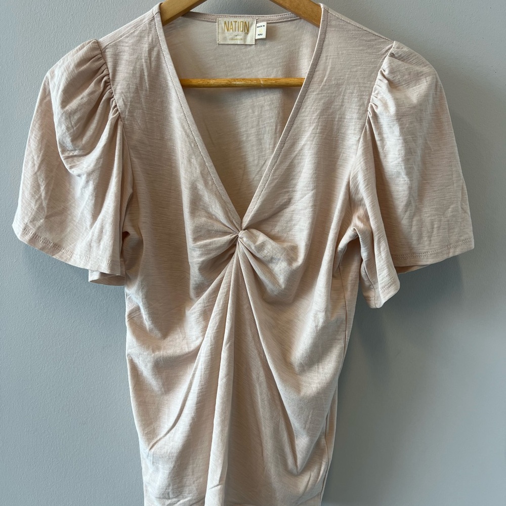 Nation LTD Dusty Twisted Flutter Sleeve Tee